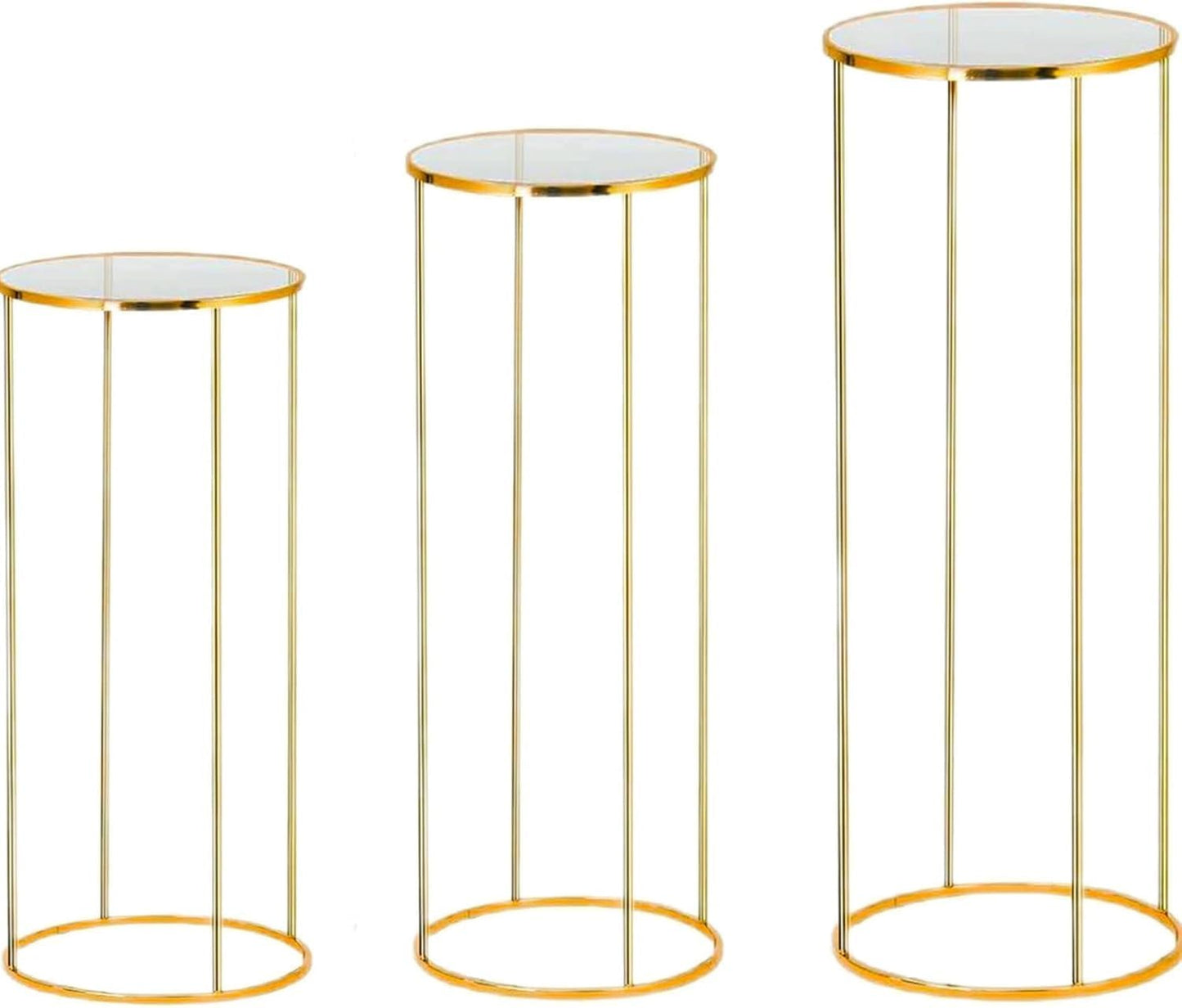 3 Piece Gold Metal Cylinder Display Stand