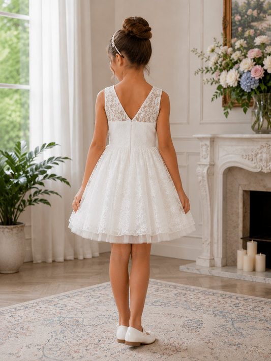 LILY Princess Knee-Length Flower Girl / Communion Dress – lace and tulle