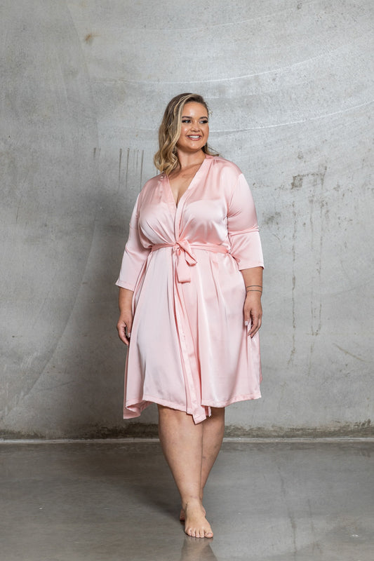 MAID OF HONOR ROBE BLUSH PINK PLAIN