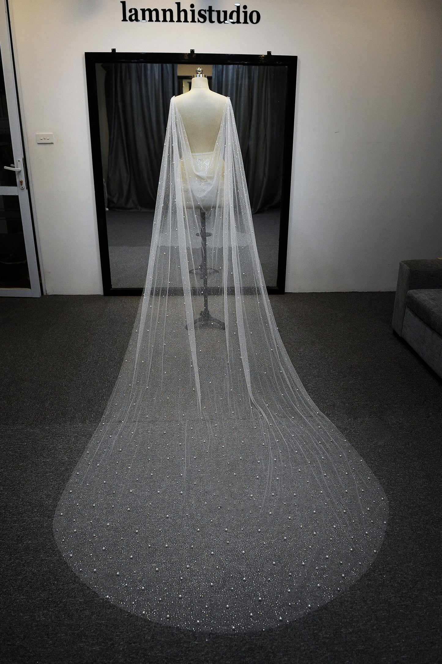 DANICA | Sparkling And Pearl Cape Veil