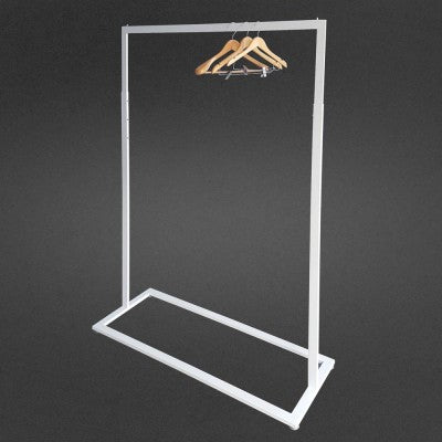 White Square-Base Slim Clothing Rack (Hire Only – Not for Sale)