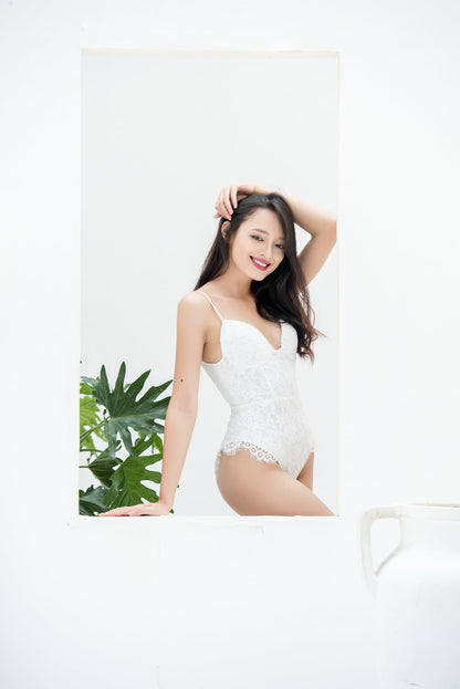 BRIDAL LACE BODYSUIT - WHITE