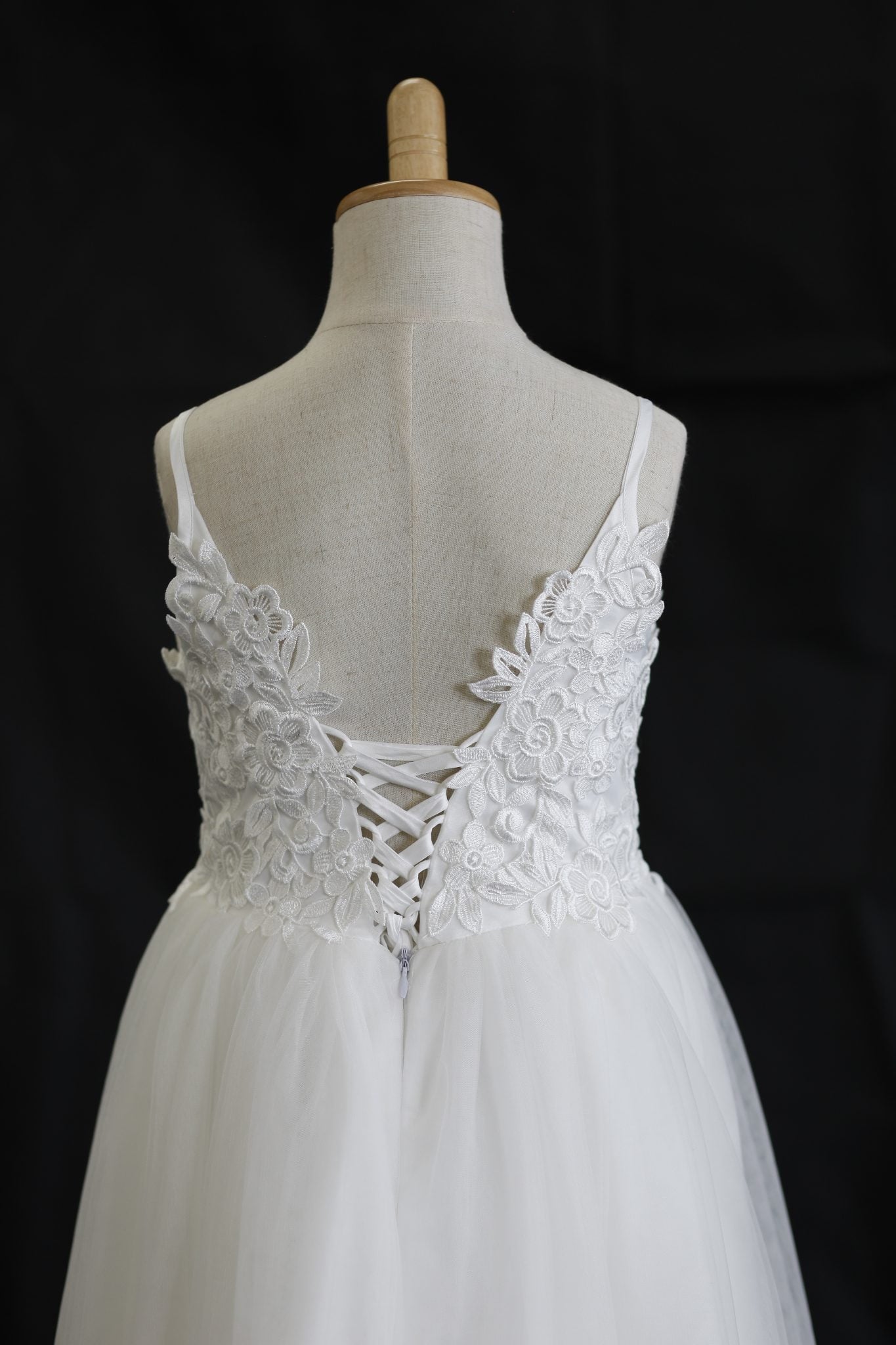 OLIVIA Ball Gown Ankle-Length Flower Girl / Communion Dress - Tulle/ Lace Spaghetti Strap