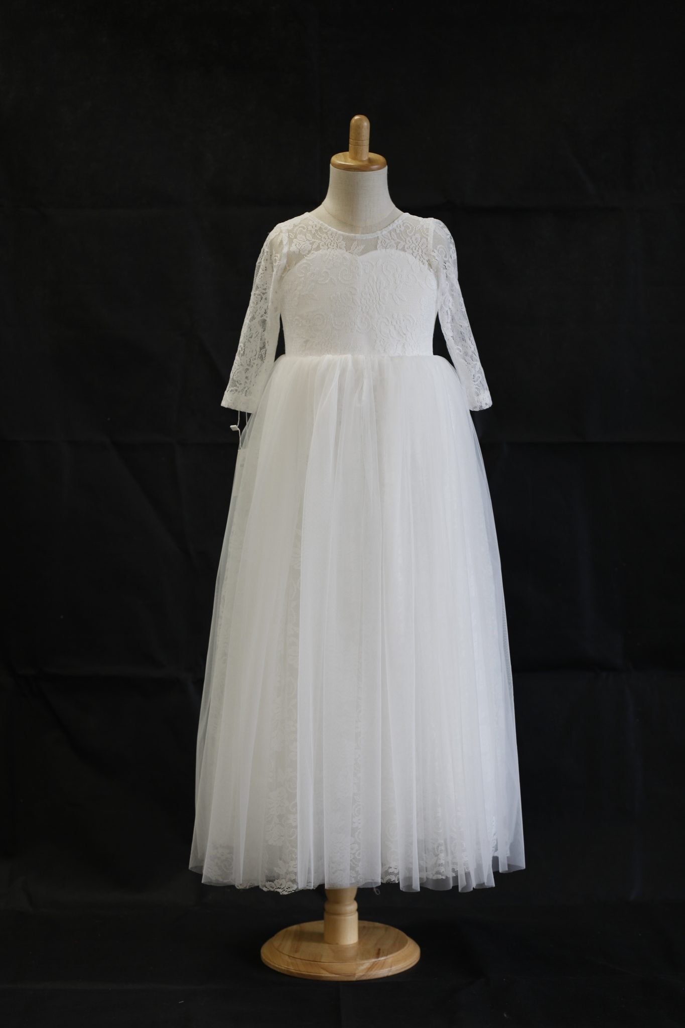 KATIE Column Full-length Flower Girl / Communion Dress – lace and tulle