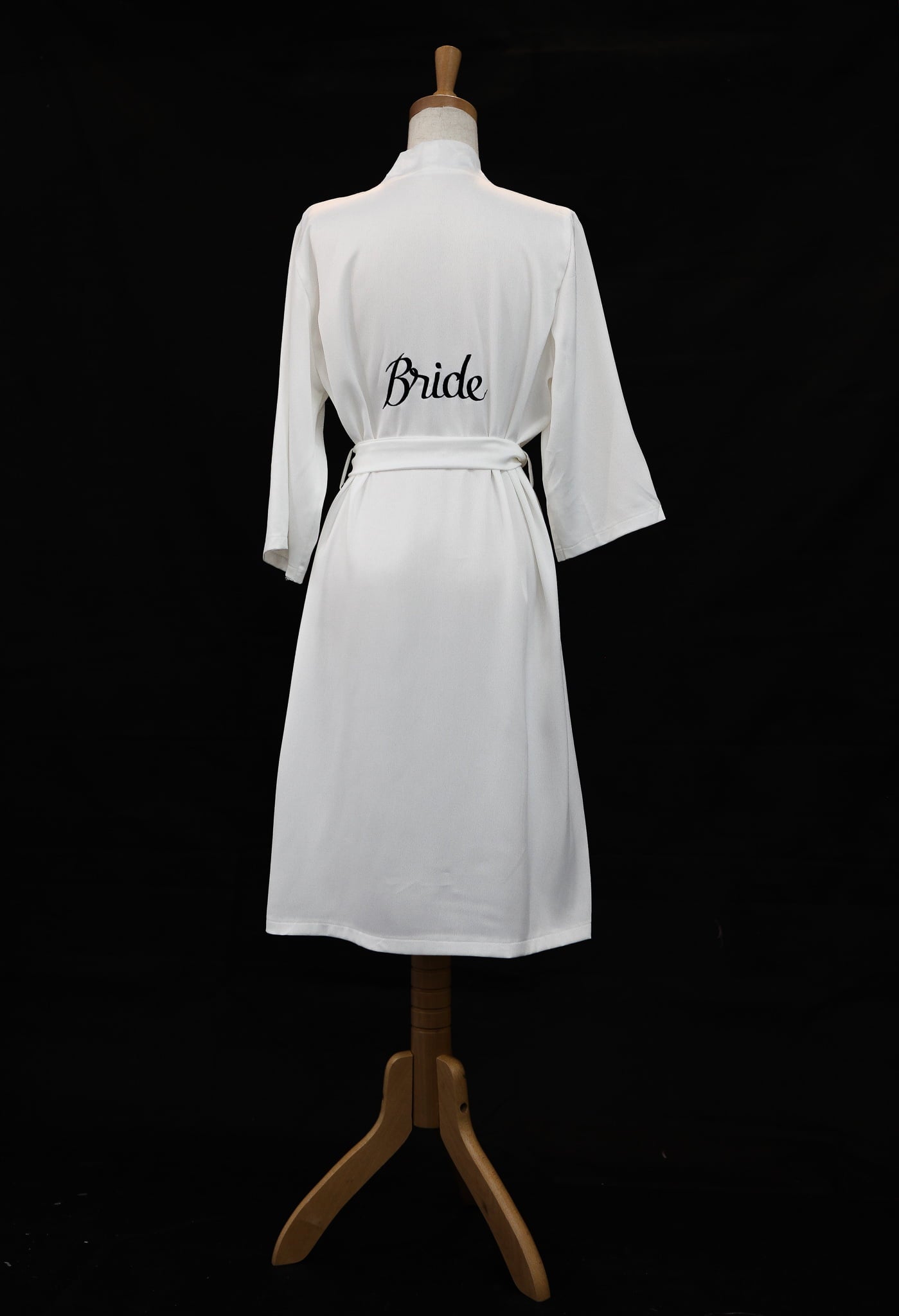 PLAIN SILK ROBE FOR BRIDE - WHITE
