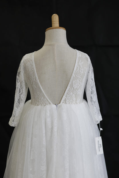KATIE Column Full-length Flower Girl / Communion Dress – lace and tulle
