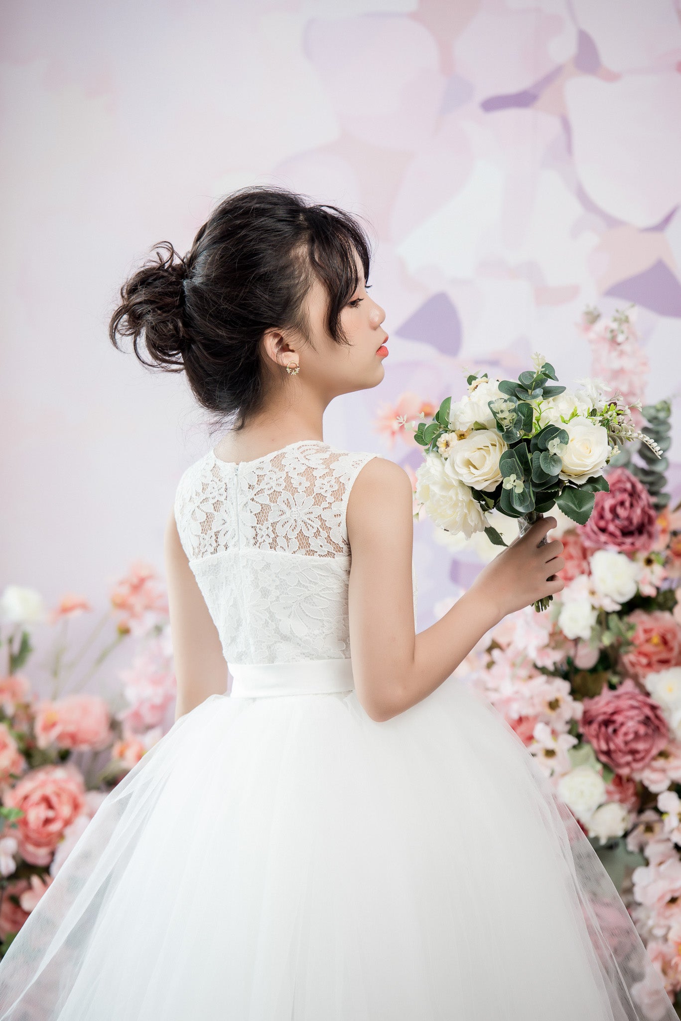 AVA Ball Gown Full-length Flower Girl / Communion Dress - Lace and Tulle