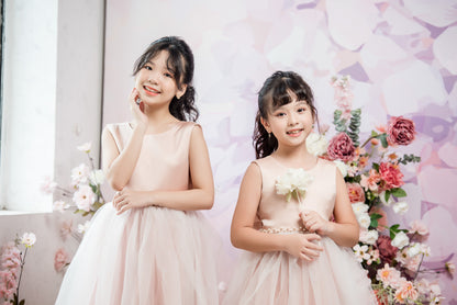 Cassia Ball Gown Full-length Flower Girls / Communion Dress  - Satin and Tulle