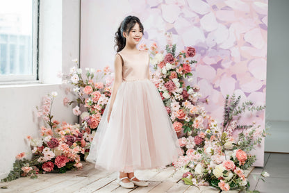 Cassia Ball Gown Full-length Flower Girls / Communion Dress  - Satin and Tulle