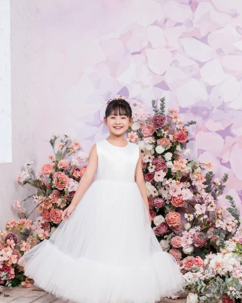 DAHLIA Ball Gown Full-length Flower Girl / Communion Dress – Satin and Tulle