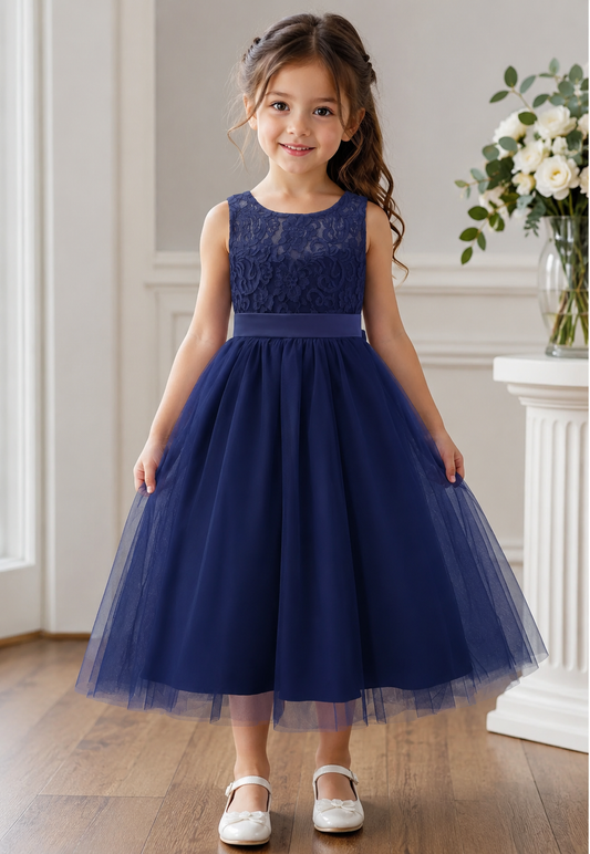 SOPHIA Aline/Princess Ankle-length Flower Girl Dress–Tulle / Lace Navy Blue