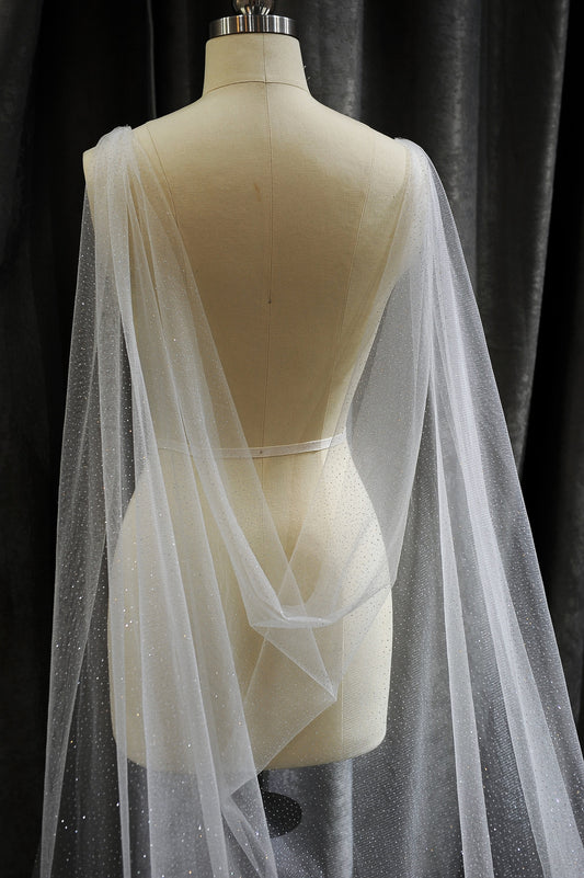 MELIA | Sparkle Draped Cape Veil