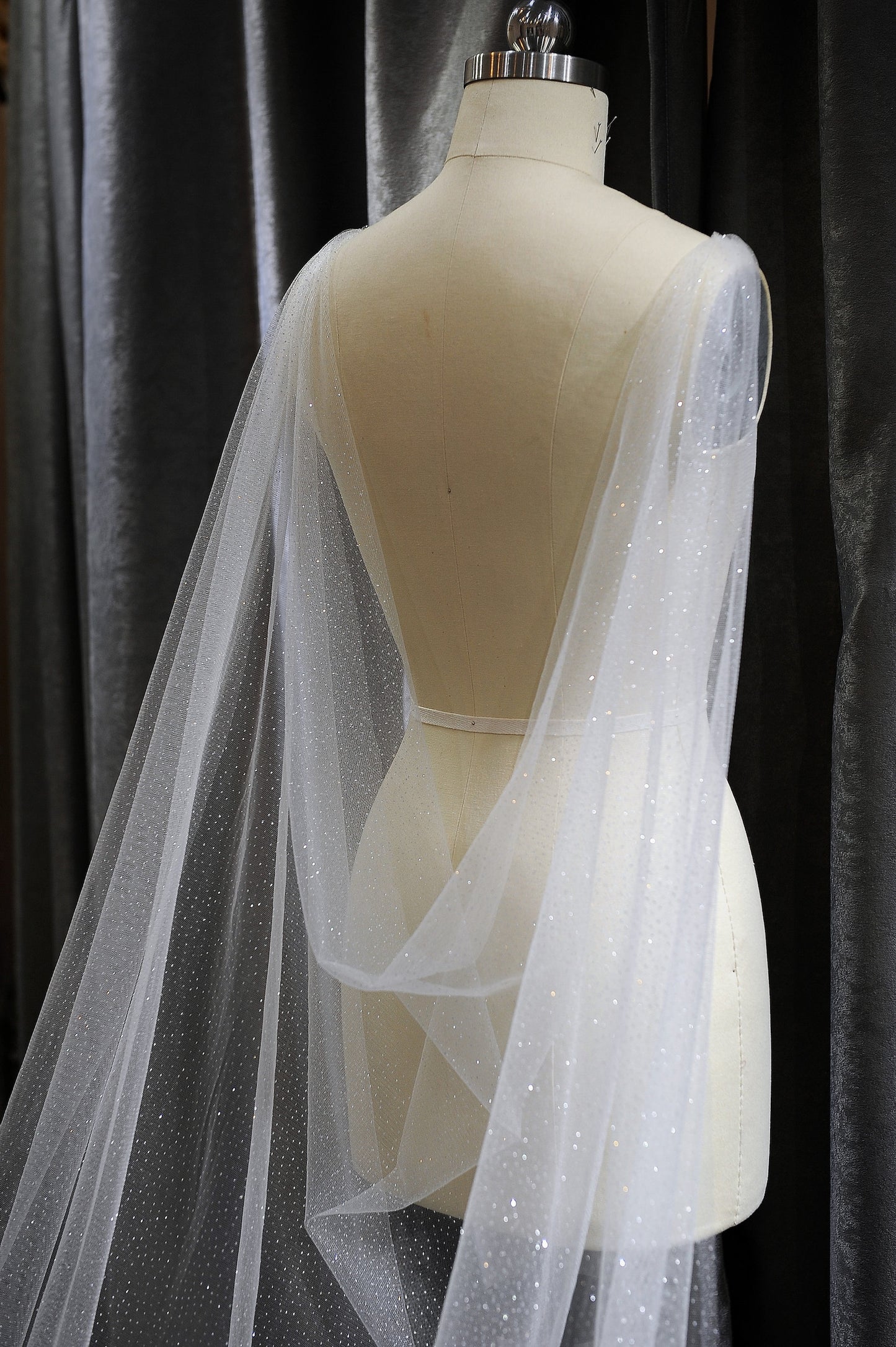MELIA | Sparkle Draped Cape Veil