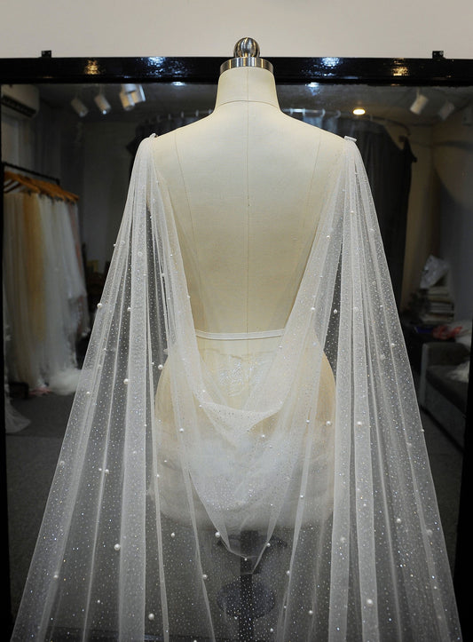 DANICA | Sparkling And Pearl Cape Veil