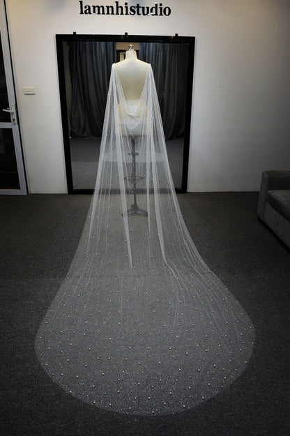 DANICA | Sparkling And Pearl Cape Veil