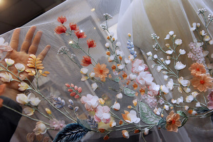 THALIA | 3D  Embroidery Color Flower Veil