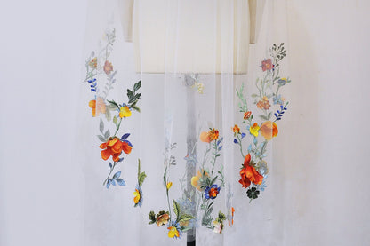 AURA | 3D Embroidery Color Flower Veil No1