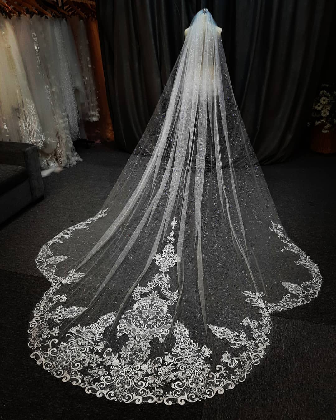 MAEVE | Royal Cathedral Sparkle Scalloped Lace Veil