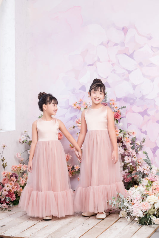 ROSE Ball Gown Full-length Flower Girl Dress / Satin and Tulle