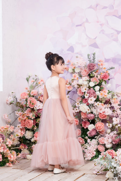 ROSE Ball Gown Full-length Flower Girl Dress / Satin and Tulle