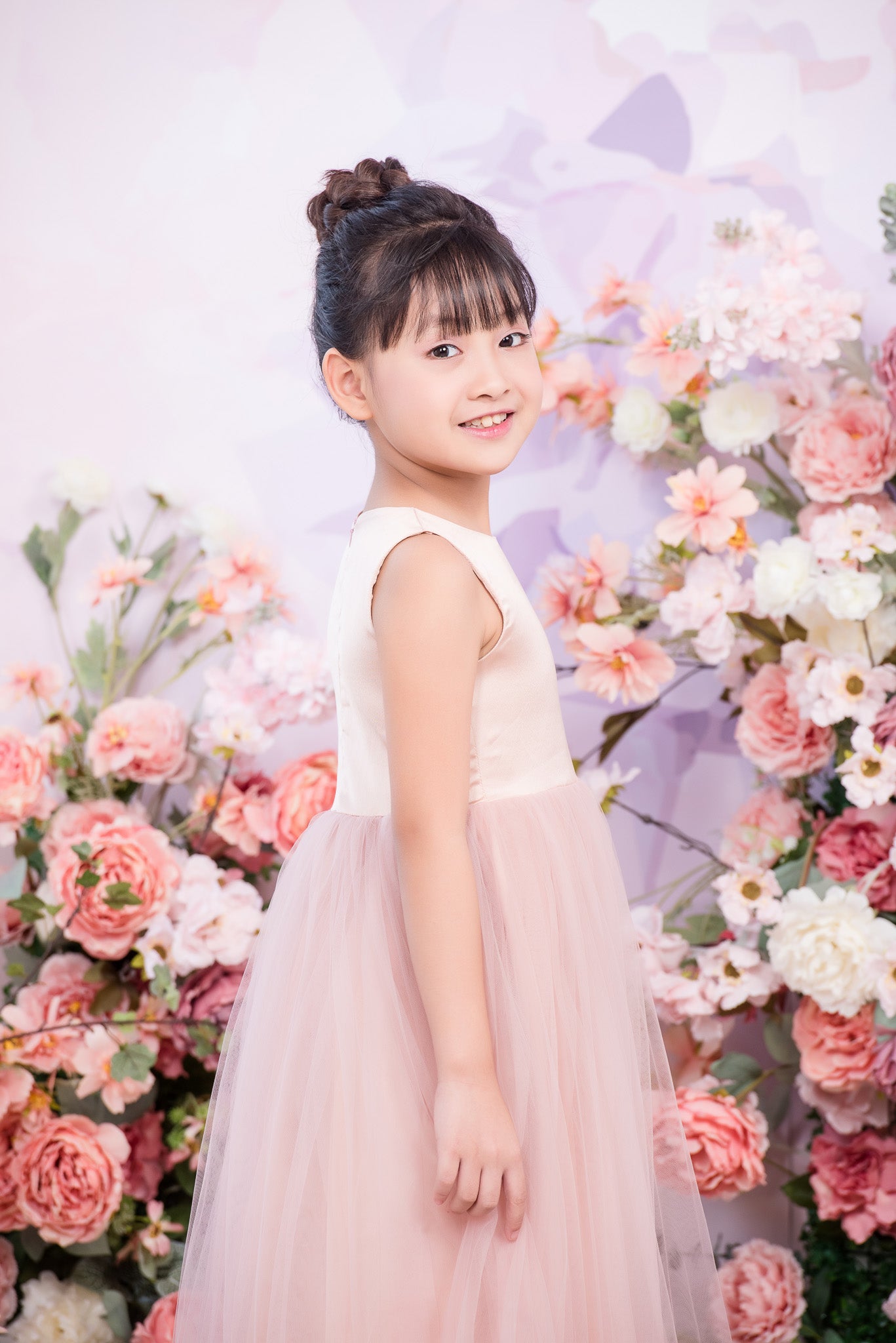 ROSE Ball Gown Full-length Flower Girl Dress / Satin and Tulle