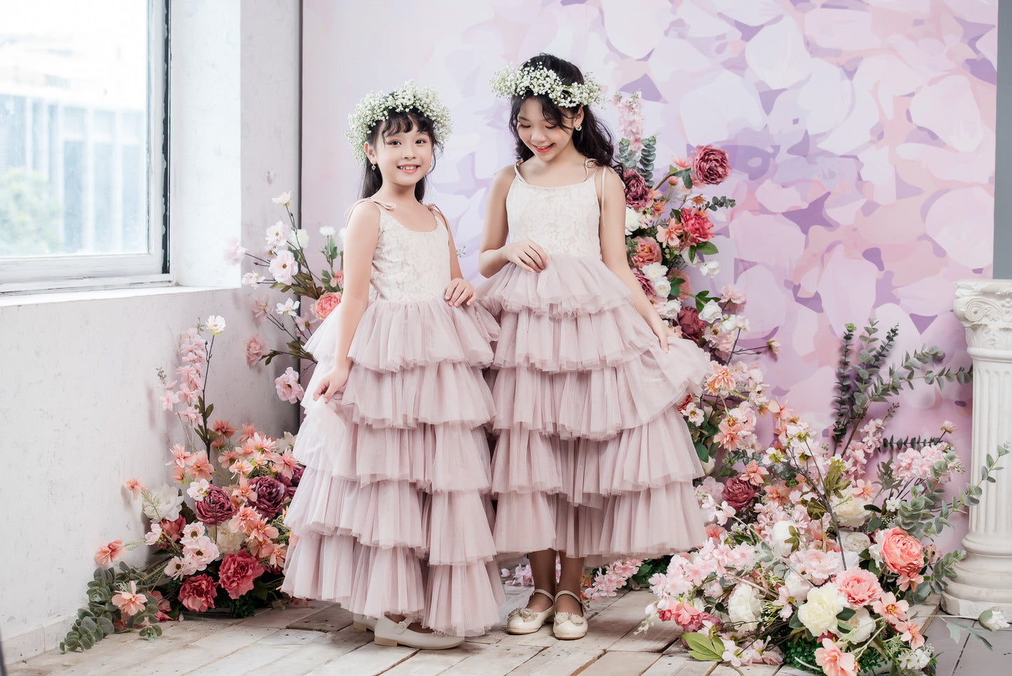 ROSETTA Ball Gown Full-length Flower Girl Dress / Lace and Tulle