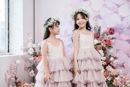 ROSETTA Ball Gown Full-length Flower Girl Dress / Lace and Tulle