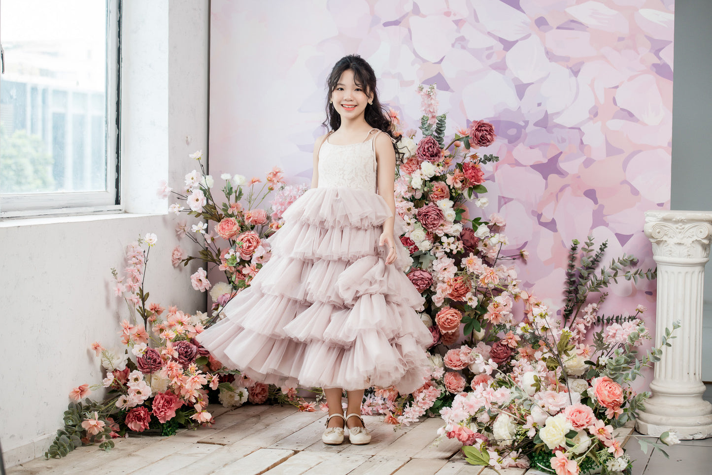 ROSETTA Ball Gown Full-length Flower Girl Dress / Lace and Tulle