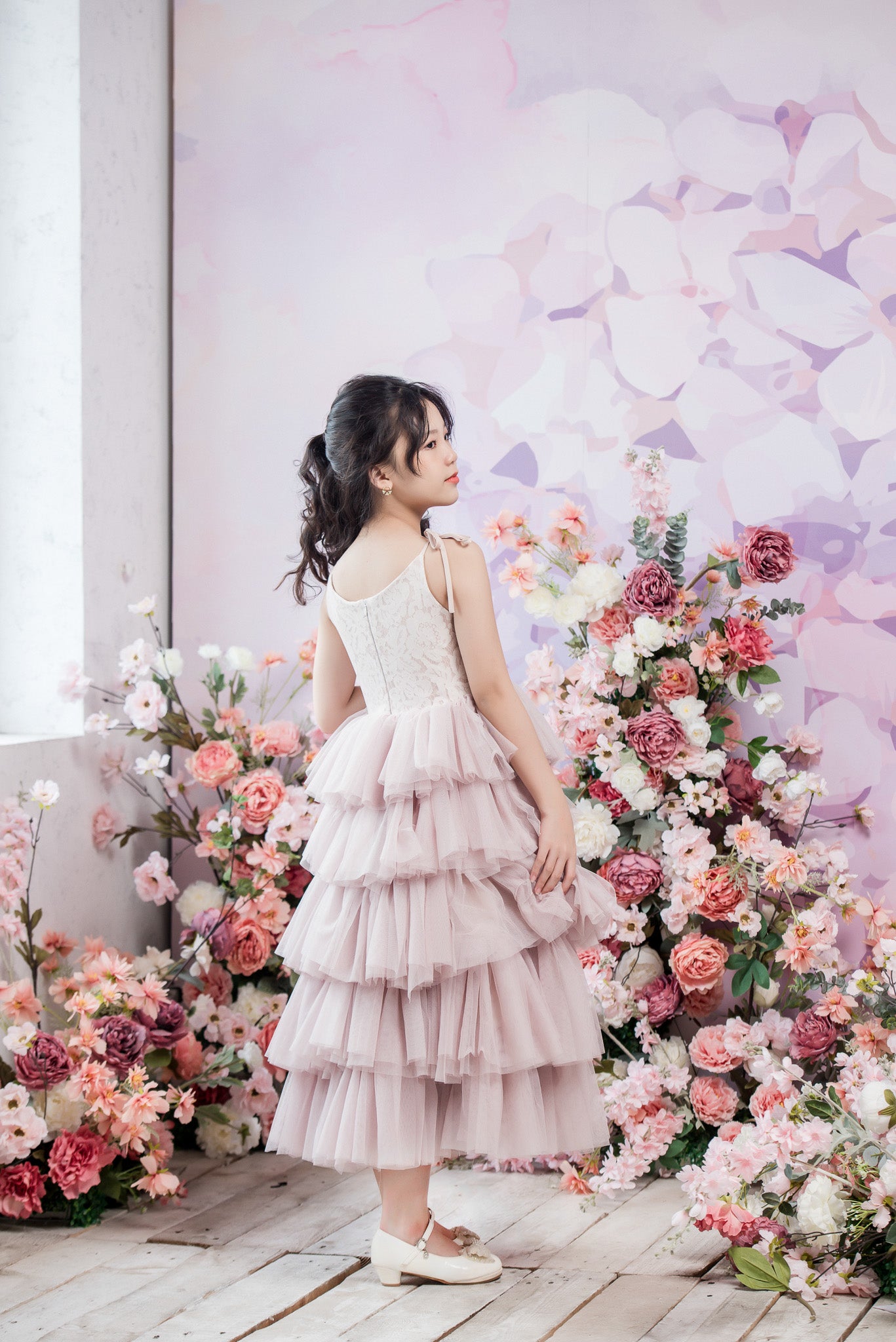 ROSETTA Ball Gown Full-length Flower Girl Dress / Lace and Tulle