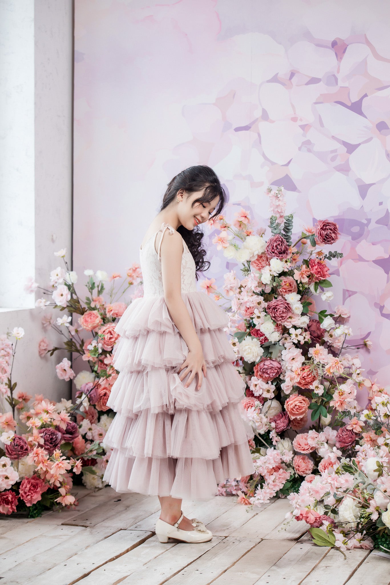 ROSETTA Ball Gown Full-length Flower Girl Dress / Lace and Tulle