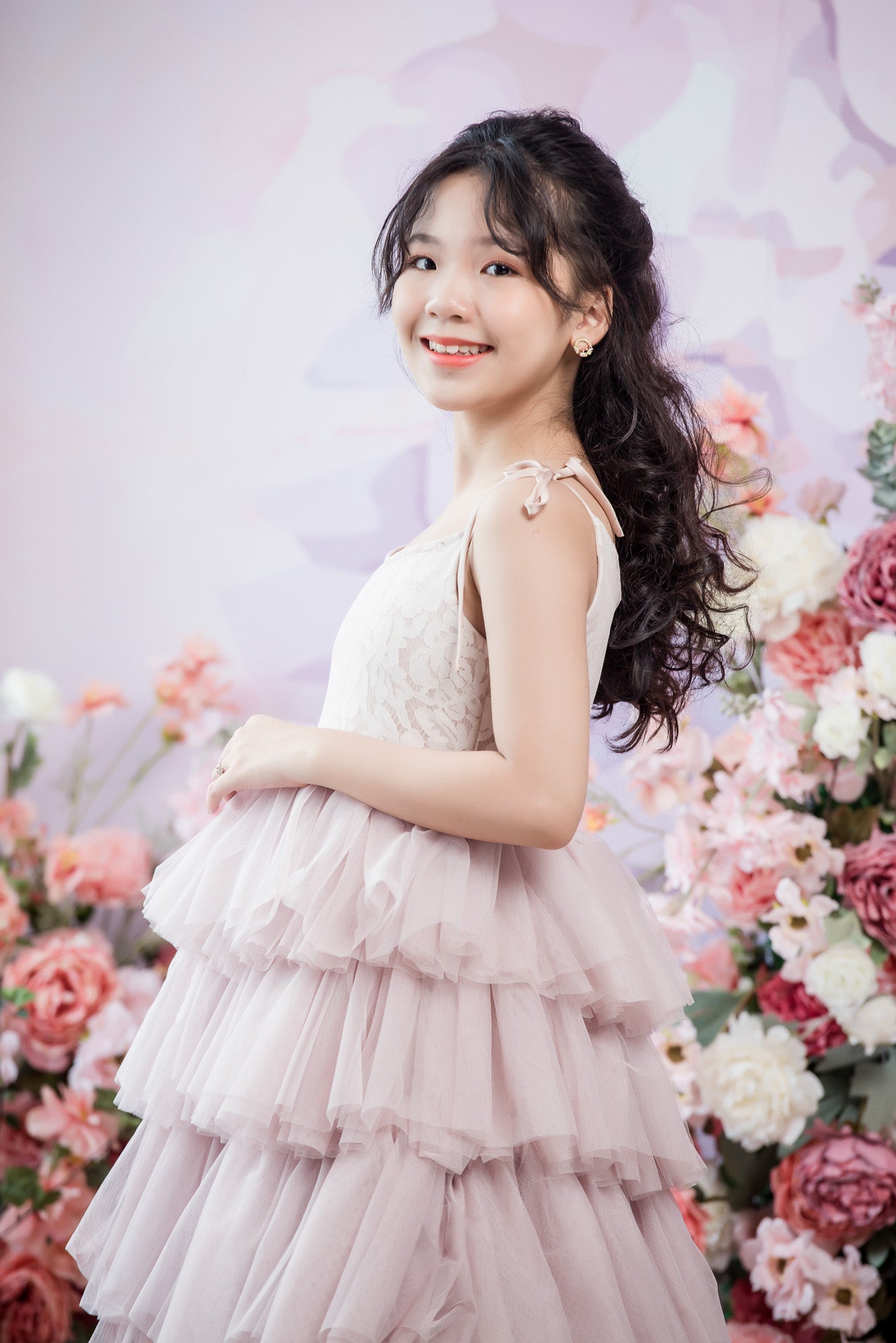 ROSETTA Ball Gown Full-length Flower Girl Dress / Lace and Tulle