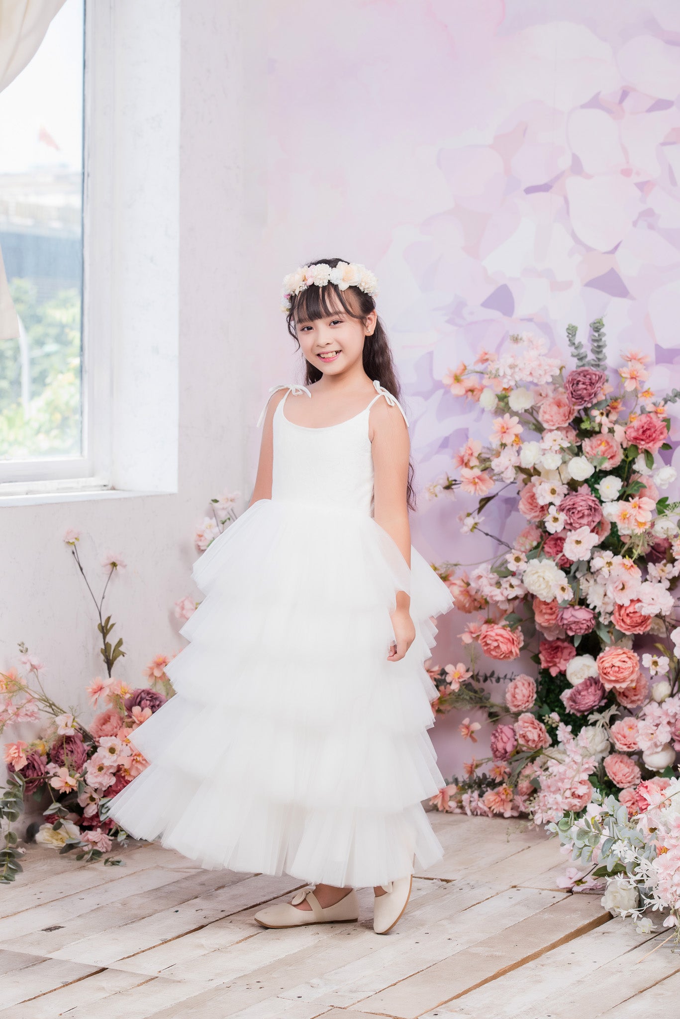 ROSETTA Ball Gown Full-length Flower Girl Dress / Lace and Tulle