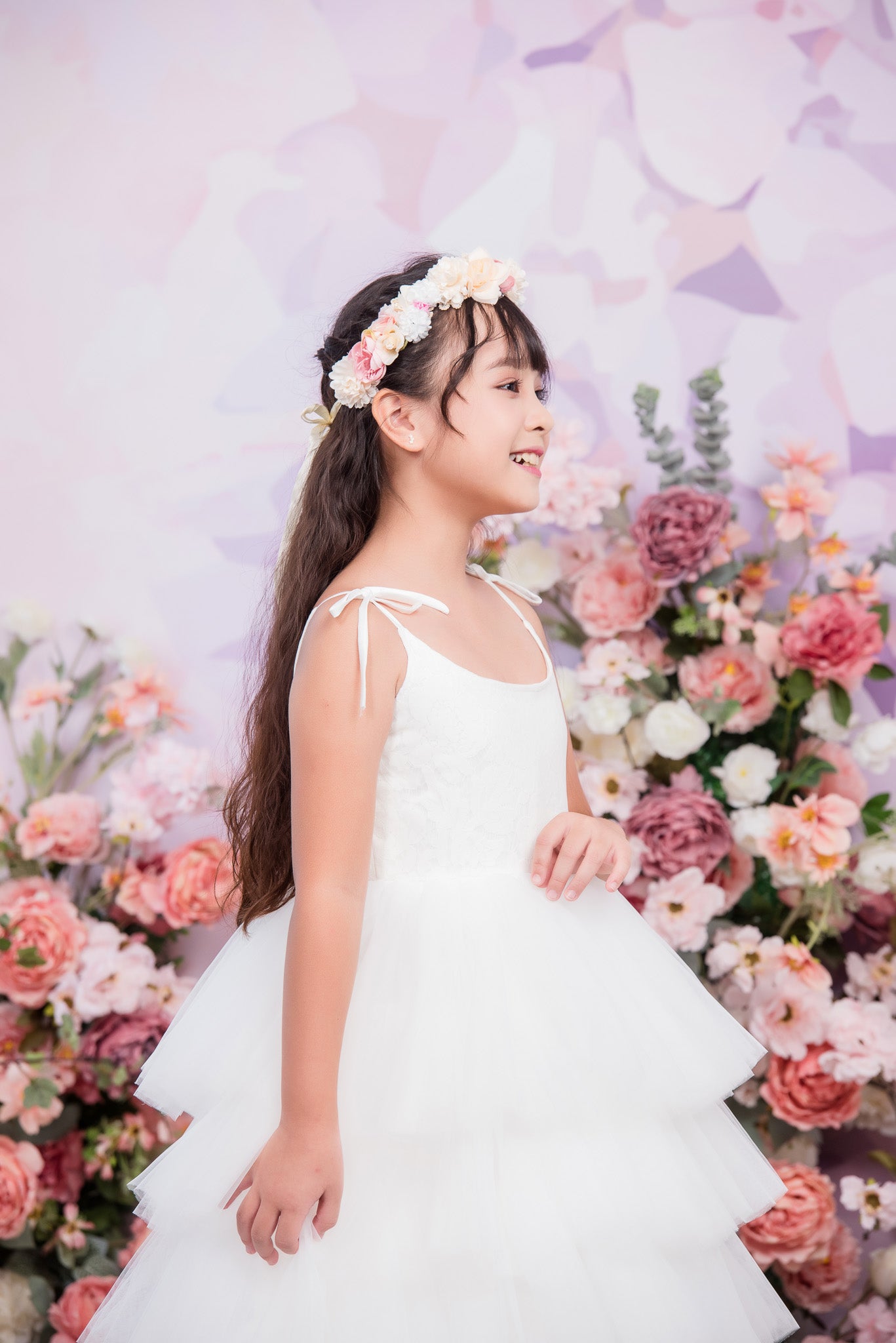 ROSETTA Ball Gown Full-length Flower Girl Dress / Lace and Tulle