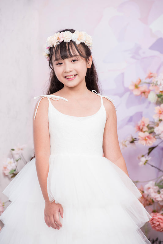 ROSETTA Ball Gown Full-length Flower Girl Dress / Lace and Tulle