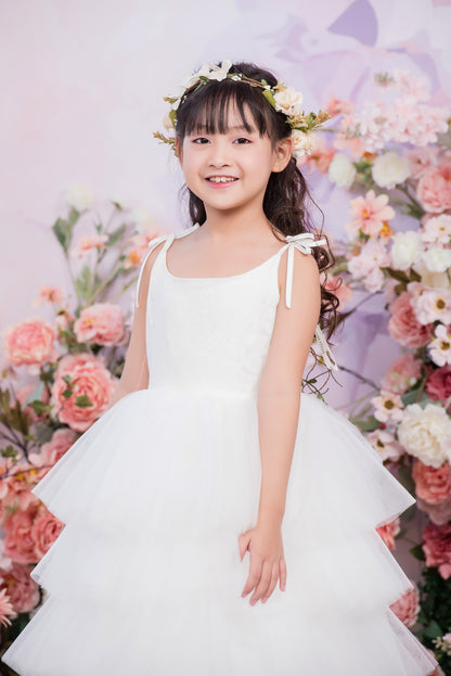 ROSETTA Ball Gown Full-length Flower Girl Dress / Lace and Tulle