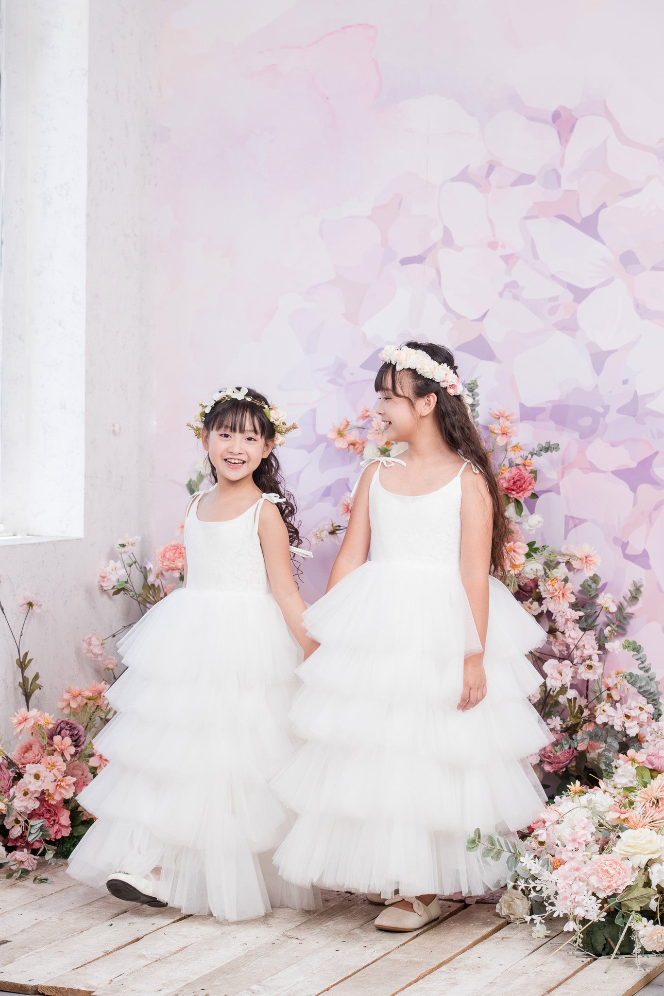 ROSETTA Ball Gown Full-length Flower Girl Dress / Lace and Tulle