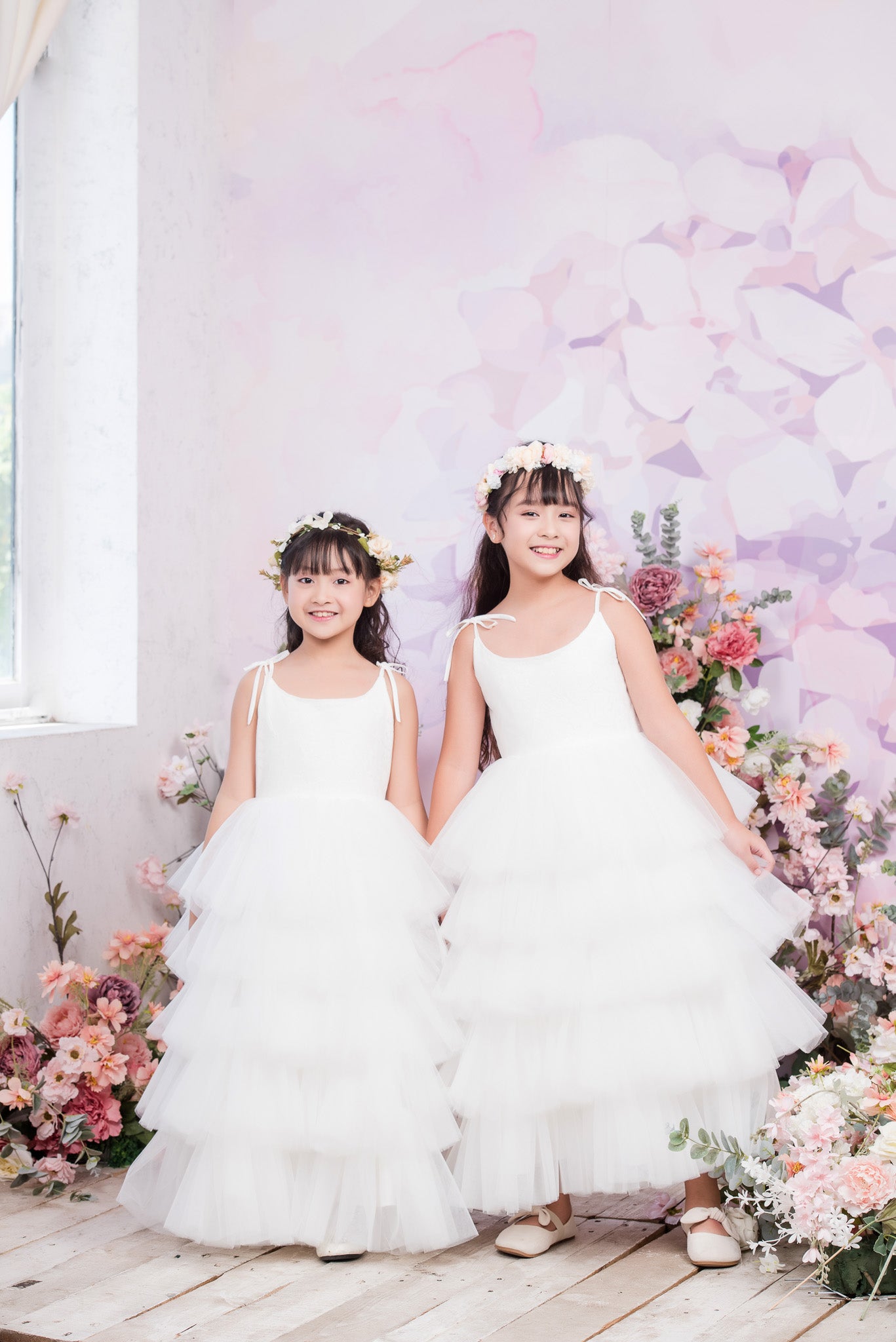 ROSETTA Ball Gown Full-length Flower Girl Dress / Lace and Tulle