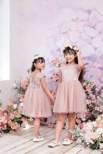 Sage A-Line knee-length Flower Girl Dress - Lace and Tulle