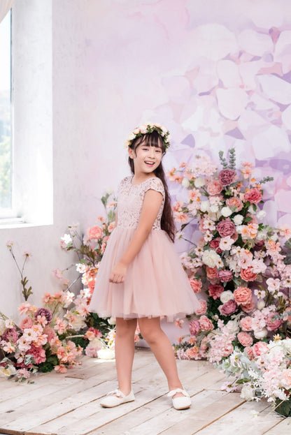 Sage A-Line knee-length Flower Girl Dress - Lace and Tulle