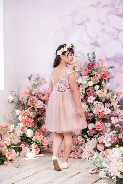 Sage A-Line knee-length Flower Girl Dress - Lace and Tulle
