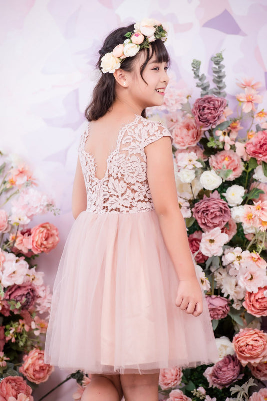 Sage A-Line knee-length Flower Girl Dress - Lace and Tulle