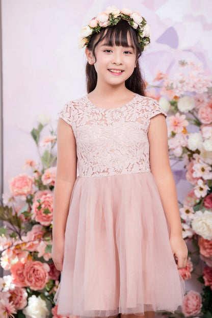 Sage A-Line knee-length Flower Girl Dress - Lace and Tulle