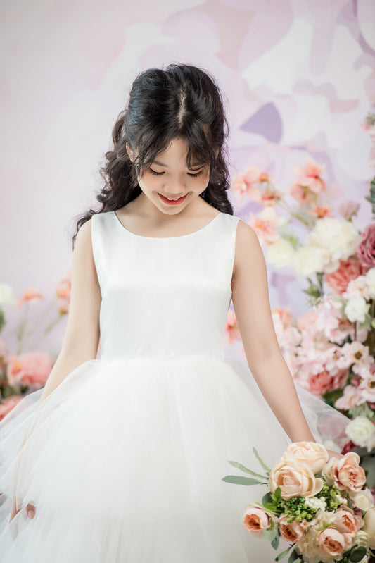 TINA Ball Gown Floor-Length Flower Girl Dress / 3 Layers Ruffles Skirts