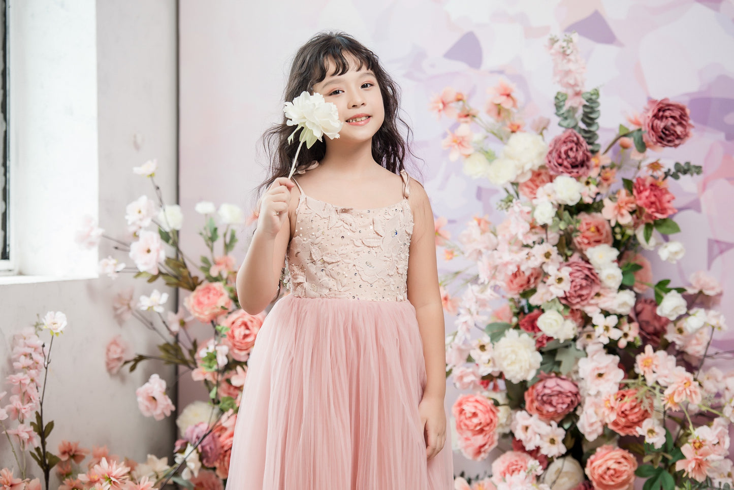 Tulip Ball Gown Full-length Flower Girl Dress - Lace and Tulle