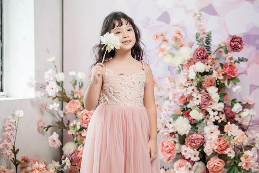 Tulip Ball Gown Full-length Flower Girl Dress - Lace and Tulle