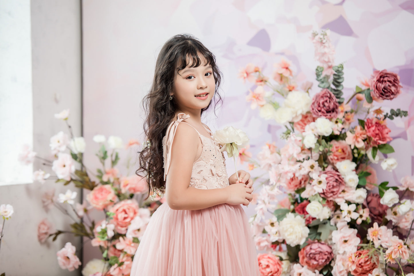 Tulip Ball Gown Full-length Flower Girl Dress - Lace and Tulle