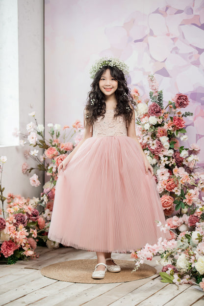Tulip Ball Gown Full-length Flower Girl Dress - Lace and Tulle