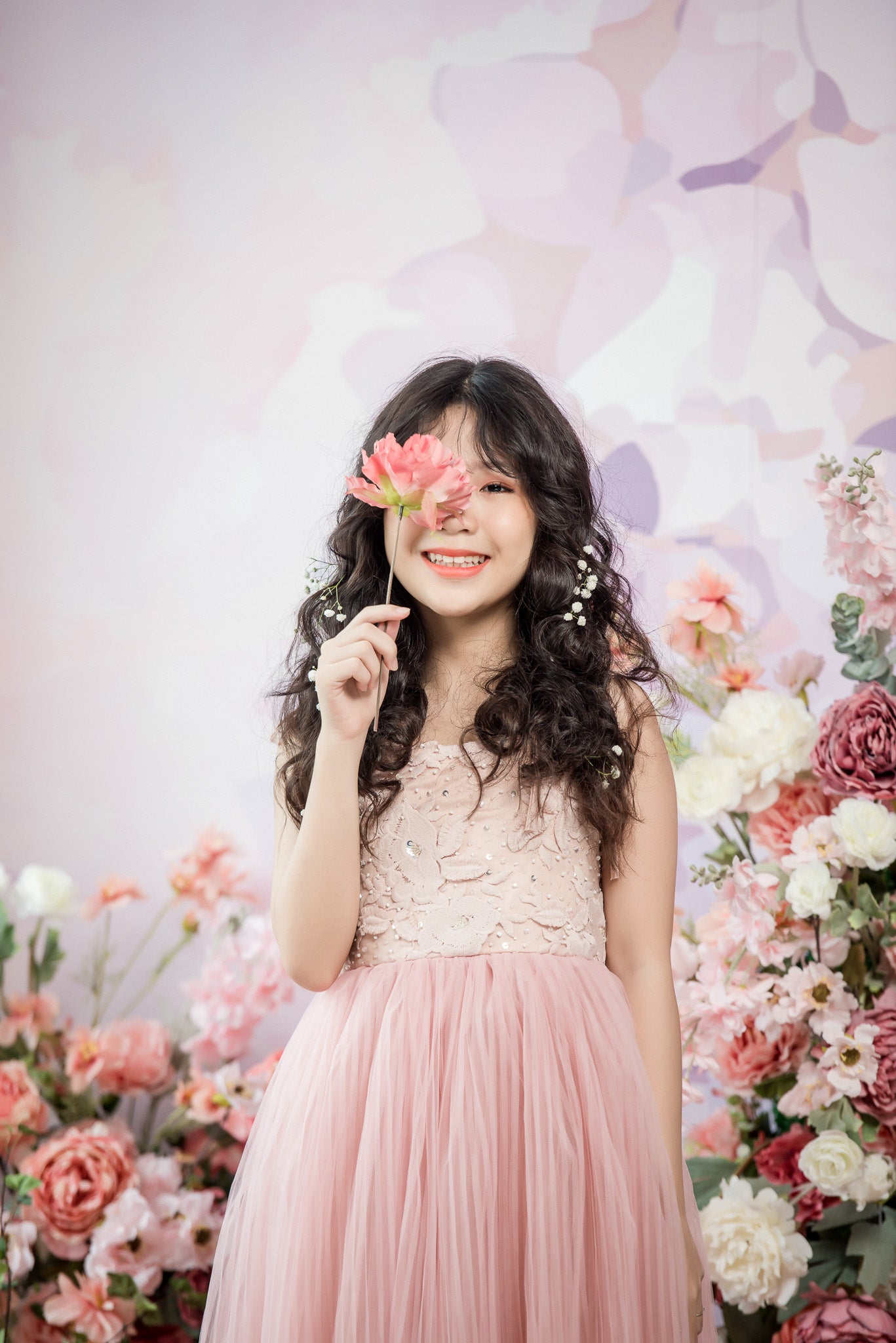 Tulip Ball Gown Full-length Flower Girl Dress - Lace and Tulle