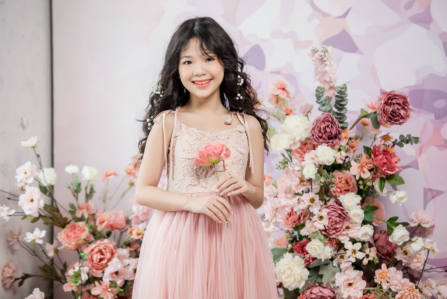 Tulip Ball Gown Full-length Flower Girl Dress - Lace and Tulle