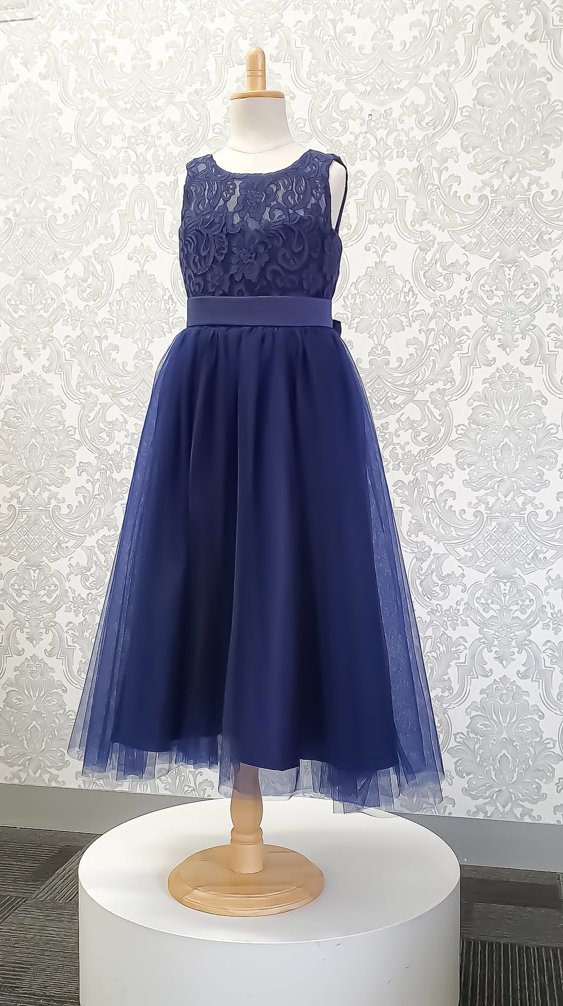SOPHIA Aline/Princess Ankle-length Flower Girl Dress–Tulle / Lace Navy Blue